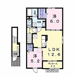 イーストヒルズ大崎E 2LDKの間取図画像