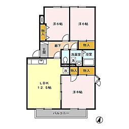 メイユールヤマタケD 3LDKの間取図画像