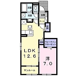 メゾンリヴィエールO 1LDKの間取図画像