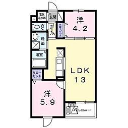 セシリア 4階2LDKの間取り
