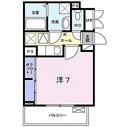 ホワイトウェル平塚 1Kの間取図画像