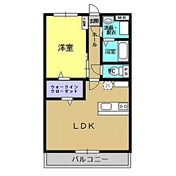 K’s姶良 3階1LDKの間取り