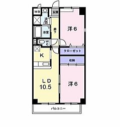 プロナード辻井 2LDKの間取図画像