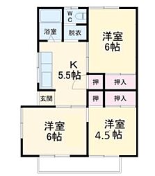 スカイコーポI 2階3Kの間取り