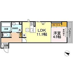ブランドール城東 1LDKの間取図画像