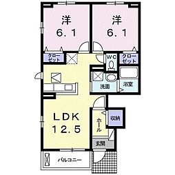 アルフヘイム 2LDKの間取図画像