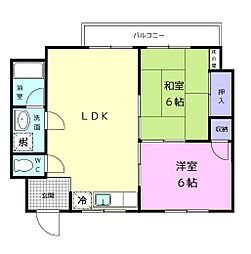 宝マンション 2LDKの間取図画像
