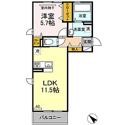 エスポワールヴィラ　B 3階1LDKの間取り