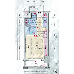 エステムプラザ品川サウスヒルズ 9階1Kの間取り