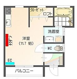すまいる2パンダハイツ ワンルームの間取図画像