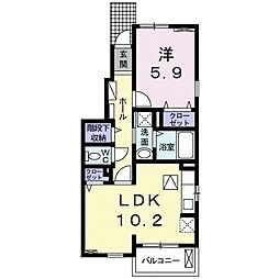 グラース　明 1階1LDKの間取り