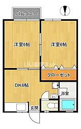 グリーンハイツ 1階2DKの間取り