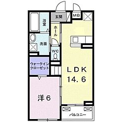グランリヴェール呉服1 1LDKの間取図画像