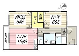 サンマリオン壱番館 2LDKの間取図画像