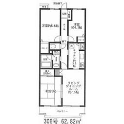 ネオ・アーバン鶴瀬 3階3LDKの間取り