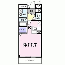 クラールオストベルグ1 1Kの間取図画像