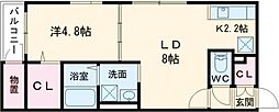 R・force朝日町 1LDKの間取図画像