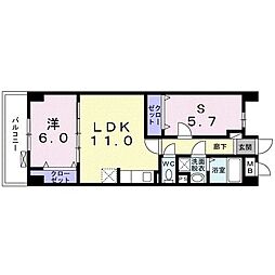 ヌーベル 1SLDKの間取図画像
