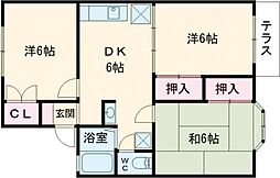 サンライズ館C 3DKの間取図画像