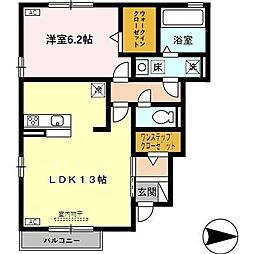 アビタシオンペルル 1LDKの間取図画像