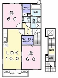 メルシーA 2LDKの間取図画像