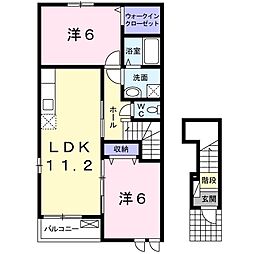 ベル・ラビィーニアA 2LDKの間取図画像