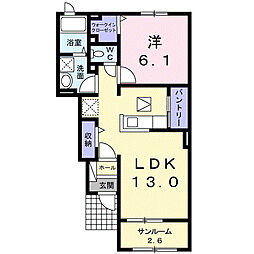 ブリーゼ楓2A 1LDKの間取図画像