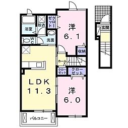 ブリュッケブーフ 2LDKの間取図画像