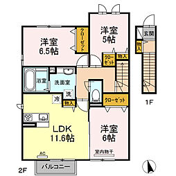 プランドールB 3LDKの間取図画像