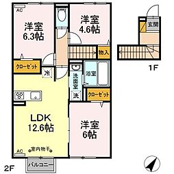 ペニーレイン 3LDKの間取図画像
