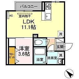 ストラスブール 1LDKの間取図画像