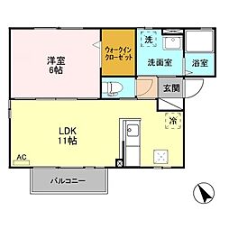 アネシスB 1LDKの間取図画像