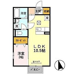 ポルト・イースト 1階1LDKの間取り
