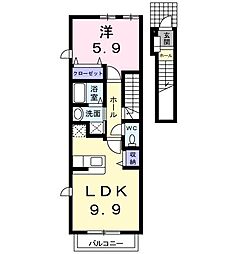 プラシード 1LDKの間取図画像