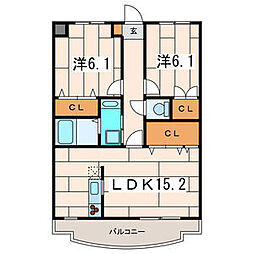 ニューシャルマン 2LDKの間取図画像