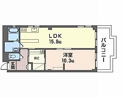 花太コーポ篠尾 3階1LDKの間取り