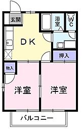 シャルマンM 2DKの間取図画像
