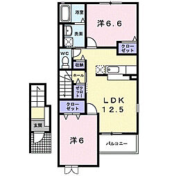 トゥーザ・ムーンA 2LDKの間取図画像
