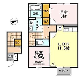 プランドール大町 2LDKの間取図画像