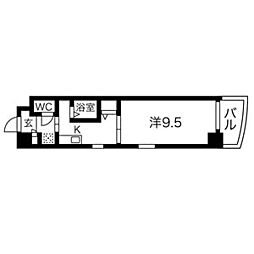 クレセール・サン 1DKの間取図画像