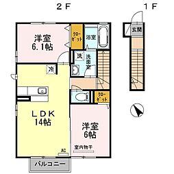 D-room白石 2LDKの間取図画像