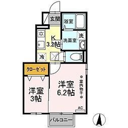 D-roomリバーサイド 2Kの間取図画像