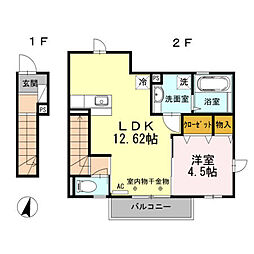 エクレール2 1LDKの間取図画像