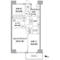 アビティ目黒 2LDKの間取図画像
