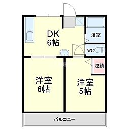 ラベンダータウンA 2DKの間取図画像