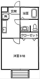 プランドールA棟 1Kの間取図画像