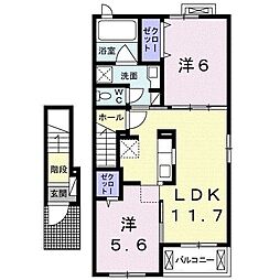 ポートレーゼ綾川B 2LDKの間取図画像