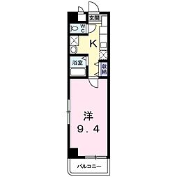 グランテソール 1Kの間取図画像