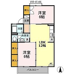 セジュール桜町 2LDKの間取図画像