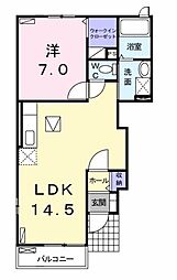 ブラン・ルピナスC 1LDKの間取図画像
